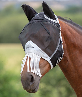 Shires Fine Mesh Fly Mask with Nose Fringe Shires Fine Mesh Fly Mask with Nose Fringe