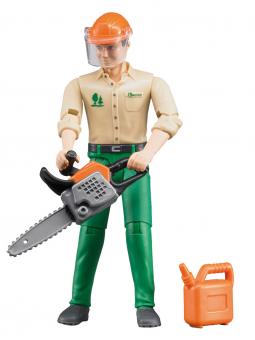 Bruder Forestry worker with accessories 1:16 scale toy. Bruder Forestry worker with accessories 1:16 scale toy.