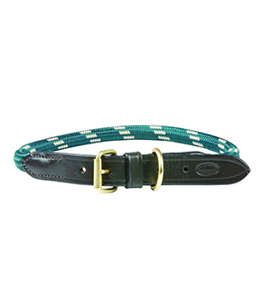 Weatherbeeta Rope Leather Dog Collar HUnter Green/Brown Weatherbeeta Rope Leather Dog Collar HUnter Green/Brown