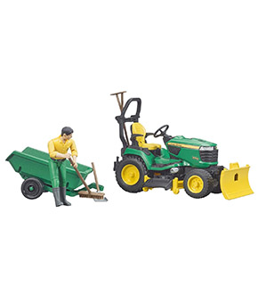 John Deere Lawn Tractor with trailer and gardener 621049 John Deere Lawn Tractor with trailer and gardener 621049