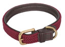 Weatherbeeta Leather Plaited Dog Collar Brown/Maroon