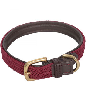 Weatherbeeta Leather Plaited Dog Collar Brown/Maroon