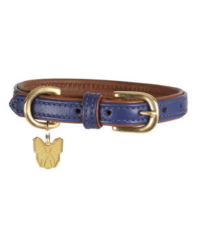 Digby & Fox Padded Leather Dog Collar Navy Digby & Fox Padded Leather Dog Collar Navy