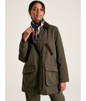 Joules Joules Banbury Dry Wax Jacket With Quilted Lining Heritage Green