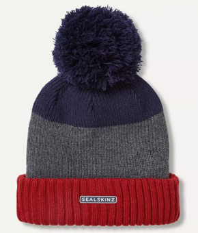 Sealskinz Flitcham Waterproof Bobble Hat Orange/Grey/Navy Sealskinz Flitcham Waterproof Bobble Hat Orange/Grey/Navy