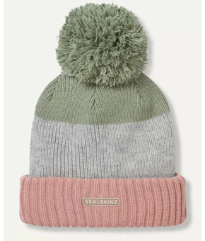 Sealskinz Flitcham Waterproof Bobble Hat Pink/Green/Grey Sealskinz Flitcham Waterproof Bobble Hat Pink/Green/Grey