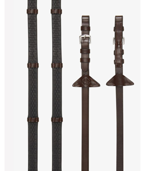 LeMieux Rubber Reins With Stoppers Havana/Silver LeMieux Rubber Reins With Stoppers Havana/Silver