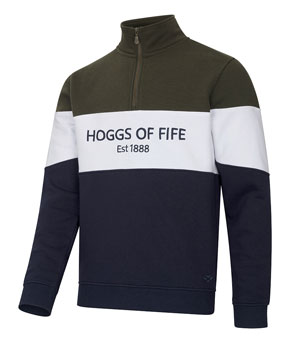 Hoggs Of Fife Dumfries 1888 Gents 1/4 Zip Jumper - Forest / White / Navy Hoggs Of Fife Dumfries 1888 Gents 1/4 Zip Jumper - Forest / White / Navy