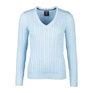 Rydale Ladies Emma V Neck Cable Knit Jumper - Soft Blue
