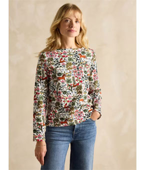 Joules Harbour Forest Print Boat Neck Printed Top