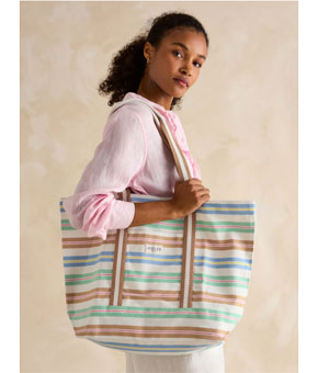 Joules Promenade Stripe Canvas Beach Bag - Stripe