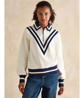 Joules Dawlish Cream Quarter Zip Sweatshirt