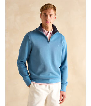 Joules Alistair Light Blue Quarter Zip Cotton Sweatshirt
