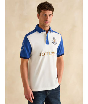 Joules Embellished Blue/White Classic Fit Polo Shirt
