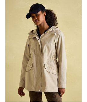 Joules Portwell Neutral Waterproof Raincoat With Hood