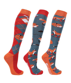 Hy Equestrian Frivolous Fox Socks (Pack Of 3)