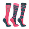 Hy Equestrian Pattern Socks - Blue/Coral