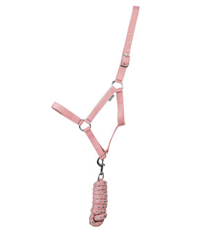 Hy Equestrian Synergy Heacollar and Lead Rope Set in Rose/Silver