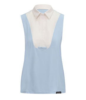 Equetech Airstride Performance Sleeveless Show Shirt - Light Blue / White