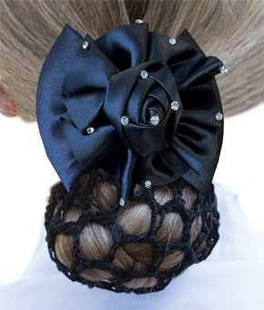 Equetech Dressage Rosette Ribbon Bow & Net - Black