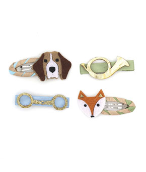 Equetech Fox & Hounds Luxury Hair Clips - Set of 4