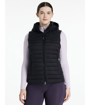 LeMieux Rose Hooded Puffer Gilet Black