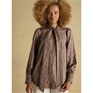 Joules Tabby Tie Neck Long Sleeve Blouse - Brown Check