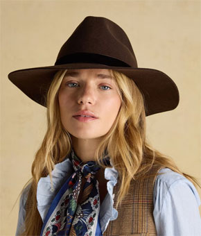 Joules Grove Chocolate Brown Wool Fedora