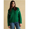 Joules Alexandra Green Blanket Stitch Jumper with Round Neck