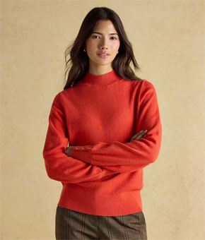 Joules Enid Orange Cotton-Rich High Neck Jumper
