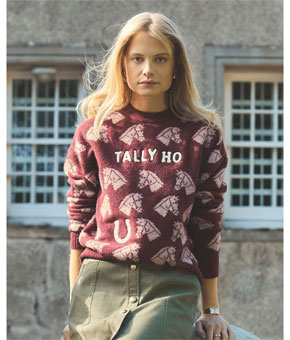 Joules Intarsia Knitted Tally Ho Relaxed Fit Jumper with Crew Neck