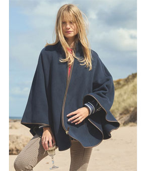 Joules Heritage Navy Fleece Longline Cape