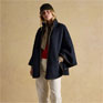 Joules Heritage Navy Fleece Longline Cape