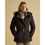 Joules Aspen Brown Showerproof Padded Coat with Faux Fur Hood