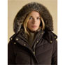 Joules Aspen Brown Showerproof Padded Coat with Faux Fur Hood