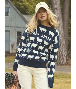 Joules Intarsia Knitted Tres Sheep Relaxed Fit Jumper with Crew Neck