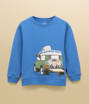 Joules Boys' Artwork Blue Applique Sweatshirt
