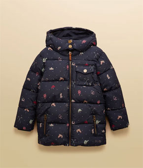 Joules Girls' Emmeline Navy Horse Showerproof Padded Coat Joules Girls' Emmeline Navy Horse Showerproof Padded Coat