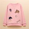 Joules Girls' Mackenzie Pink Horses Embroidered Artwork Sweatshirt With Faux Fur Lining