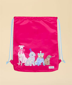 Joules Adventurer Pink Dog Drawstring Bag