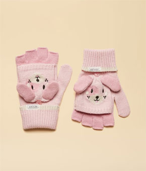 Joules Girls Carey Pink Character Gloves
