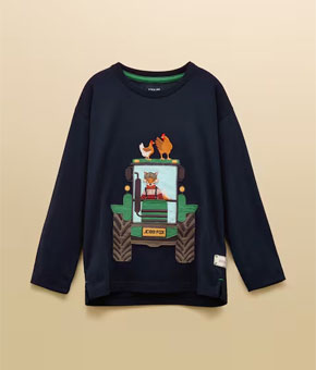 Joules Boys' Jack Navy Applique Long Sleeve Top