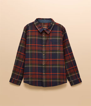 Joules Boys' Brushed Navy Check Flannel Checked Shirt