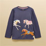 Joules Girls Ava Navy Blue Applique Long Sleeve Top