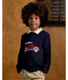 Joules Kids' Cracking Navy Blue Intarsia Knit Jumper