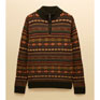Joules Milligan Wool-Rich Green Quarter Zip Fair Isle Jumper