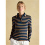 Joules Fairfield Navy Blue & Brown Stripe Ribbed Long Sleeve Polo Shirt