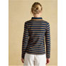 Joules Fairfield Navy Blue & Brown Stripe Ribbed Long Sleeve Polo Shirt