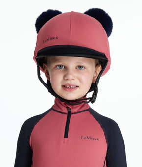 LeMieux Mini Double Pom Hat Silk Cranberry