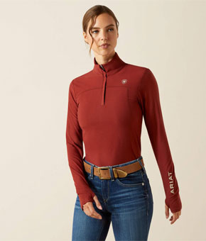 Ariat Lowell 3.0 1/4 Zip Baselayer - Madder Brown